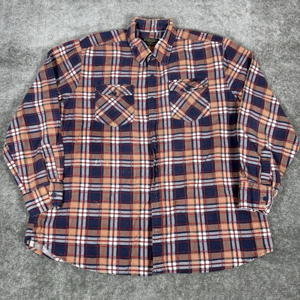 Vintage Woodland Shirt Men's‎ XL Blue Plaid Long Sleeve Flannel Outdoor